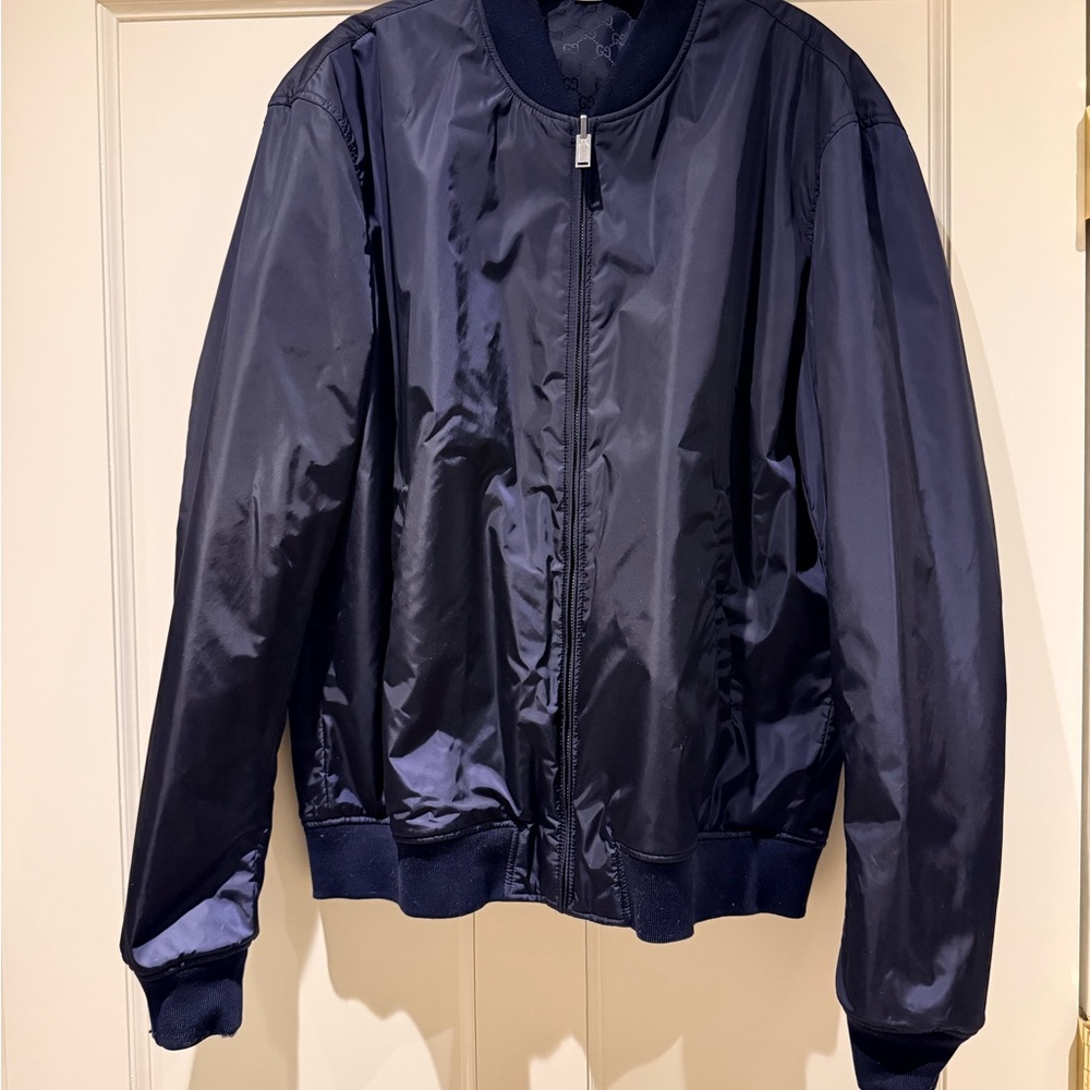 Gucci Navy Blue Logo/ Solid Reversible Jacket - image 3